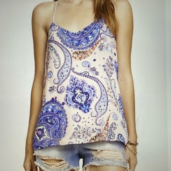 EXPRESS pink/blue reversible paisley tank/cami - Picture 2 of 12